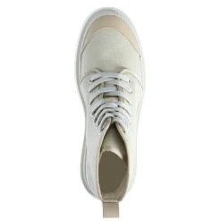 Beige Canvas Veterboots Met Blokhak^Sacha Clearance