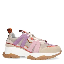 Beige Chunky Sneakers Met Paarse Details^Sacha Sale