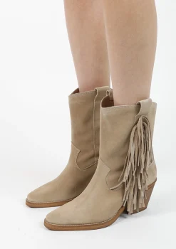 Beige Cowboylaarzen Met Hak En Franjes^Sacha Best Sale