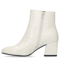Beige Croco Enkellaarsjes Met Blokhak^Sacha Shop
