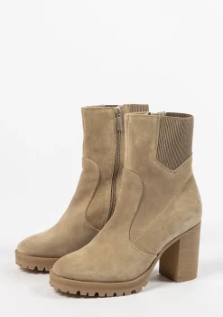 Beige Enkellaarsjes Met Blokhak^Sacha Best Sale