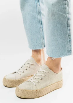 Beige Glitter Sneakers Met Touwzool^Sacha Cheap