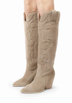 Beige Hoge Suede Cowboylaarzen^Sacha Discount