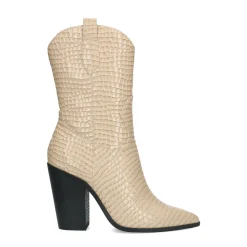 Beige Lage Croco Cowboylaarzen^Sacha Best