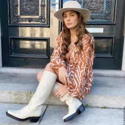 Beige Leren Cowboylaarzen^Sacha Best Sale