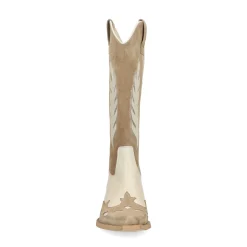 Beige Leren Cowboylaarzen Met Off White Details^Sacha Hot