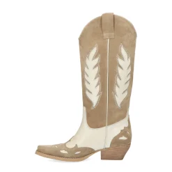 Beige Leren Cowboylaarzen Met Off White Details^Sacha Hot