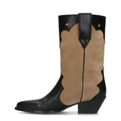 Beige Leren Cowboylaarzen Met Zwarte Details^Sacha Sale