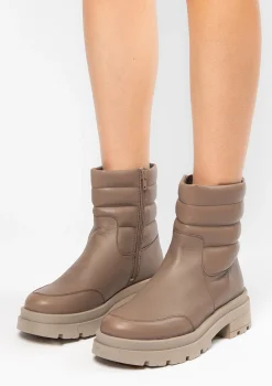 Beige Leren Enkellaarsje^Sacha Fashion