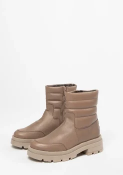 Beige Leren Enkellaarsje^Sacha Fashion