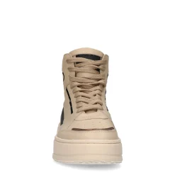 Beige Leren Hoge Sneakers^Sacha Best