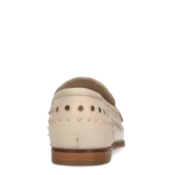 Beige Leren Penny Loafers Met Studs^Sacha Cheap