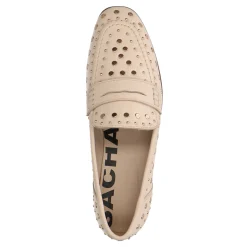 Beige Leren Penny Loafers Met Studs^Sacha Cheap