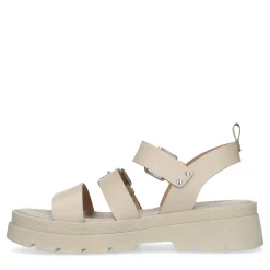 Beige Leren Plateau Sandalen Met Gespen^Sacha Fashion