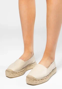 Beige Leren Platform Espadrilles^Sacha Sale