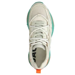 Beige Leren Platform Sneakers Met Groene Zool^Sacha Best