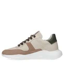 Beige Leren Sneakers Met Suede Details^Sacha New