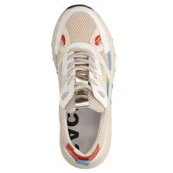 Beige Leren Sneakers Met Blauwe Details^Sacha Flash Sale