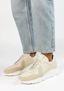 Beige Leren Sneakers Met Suede^Sacha Outlet