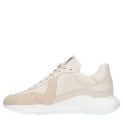 Beige Leren Sneakers Met Suede^Sacha Outlet