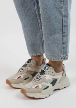 Beige Marathon Sneakers Met Roze Glitter Details^Sacha Best