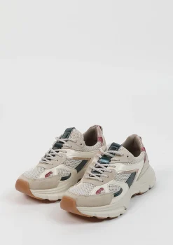 Beige Marathon Sneakers Met Roze Glitter Details^Sacha Best