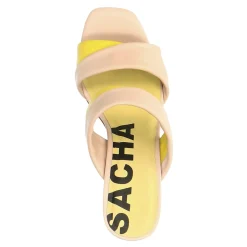 Beige Muiltjes Met Limegroene Details^Sacha Shop