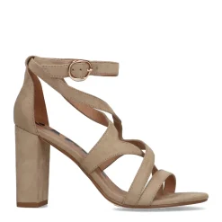 Beige Opengewerkte Sandalen Met Hak^Sacha Sale