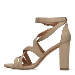 Beige Opengewerkte Sandalen Met Hak^Sacha Sale