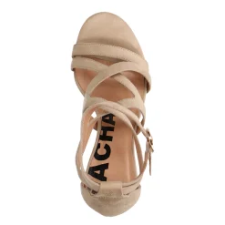 Beige Opengewerkte Sandalen Met Hak^Sacha Sale