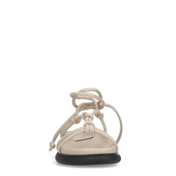 Beige Platte Sandalen Met Strikveters^Sacha Discount