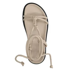 Beige Platte Sandalen Met Strikveters^Sacha Discount