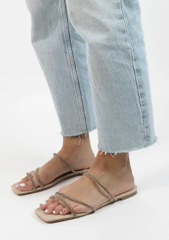 Beige Sandalen Met Strass Bandjes^Sacha Discount