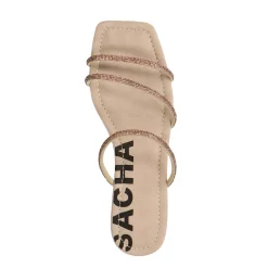 Beige Sandalen Met Strass Bandjes^Sacha Discount