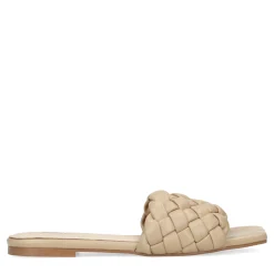 Beige Slippers Met Brede Gevlochten Band^Sacha Sale