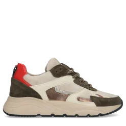 Beige Sneakers Met Groene En Fluffy Details^Sacha Shop