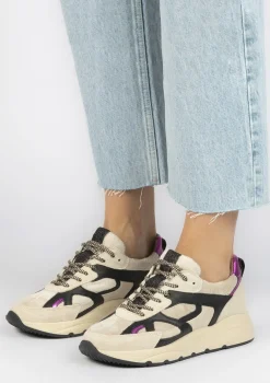 Beige Sneakers Met Zwarte En Fluffy Details^Sacha Best