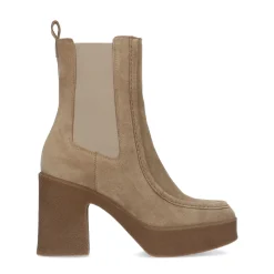 Beige Suede Chelsea Boots Met Plateau Hak^Sacha Cheap