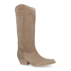 Beige Suede Cowboylaarzen Met Stiksels^Sacha Best Sale