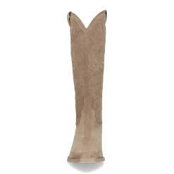 Beige Suede Cowboylaarzen Met Stiksels^Sacha Best Sale