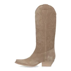 Beige Suede Cowboylaarzen Met Stiksels^Sacha Best Sale