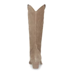Beige Suede Cowboylaarzen Met Stiksels^Sacha Best Sale