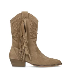 Beige Suede Cowboylaarzen Met Franjes^Sacha Flash Sale