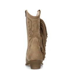 Beige Suede Cowboylaarzen Met Franjes^Sacha Flash Sale
