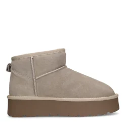 Beige Suede Enkelboots Met Plateau Zool^Sacha Shop