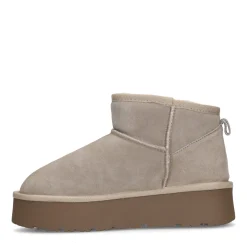 Beige Suede Enkelboots Met Plateau Zool^Sacha Shop