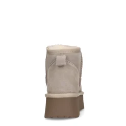 Beige Suede Enkelboots Met Plateau Zool^Sacha Shop