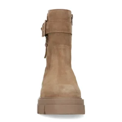 Beige Suede Enkellaarsjes Met Gesp^Sacha Outlet