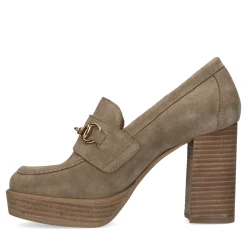 Beige Suede Loafers Met Hak^Sacha Cheap