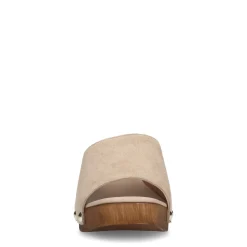 Beige Suede Muiltjes Met Houten Hak^Sacha Discount